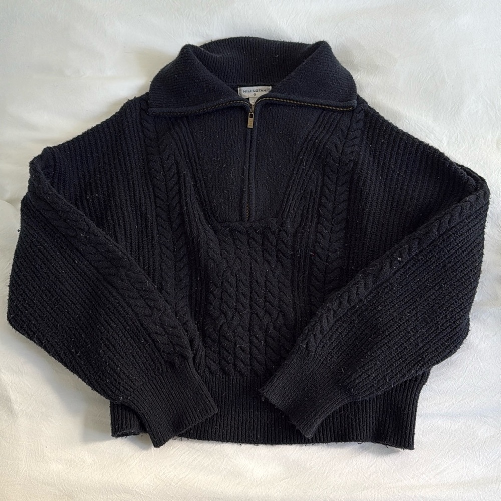 Nili Lotan x Target Black Quarter Zip Sweater Size Large